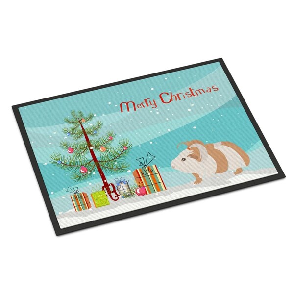 Carolines Treasures 24 x 36 in. Silkie Guinea Pig Merry Christmas Indoor or Outdoor Mat CK4446JMAT - main